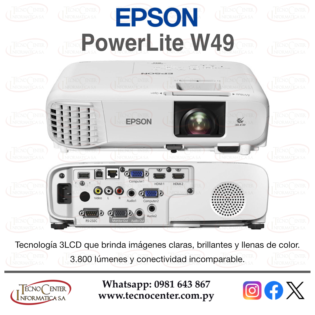 Proyector Epson PowerLite W49 3800 lúmenes